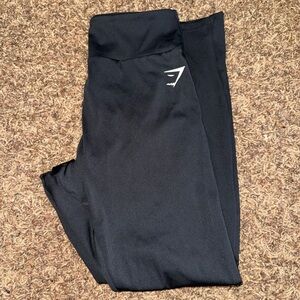 Gymshark Black High-Waist Leggings with White Logo
